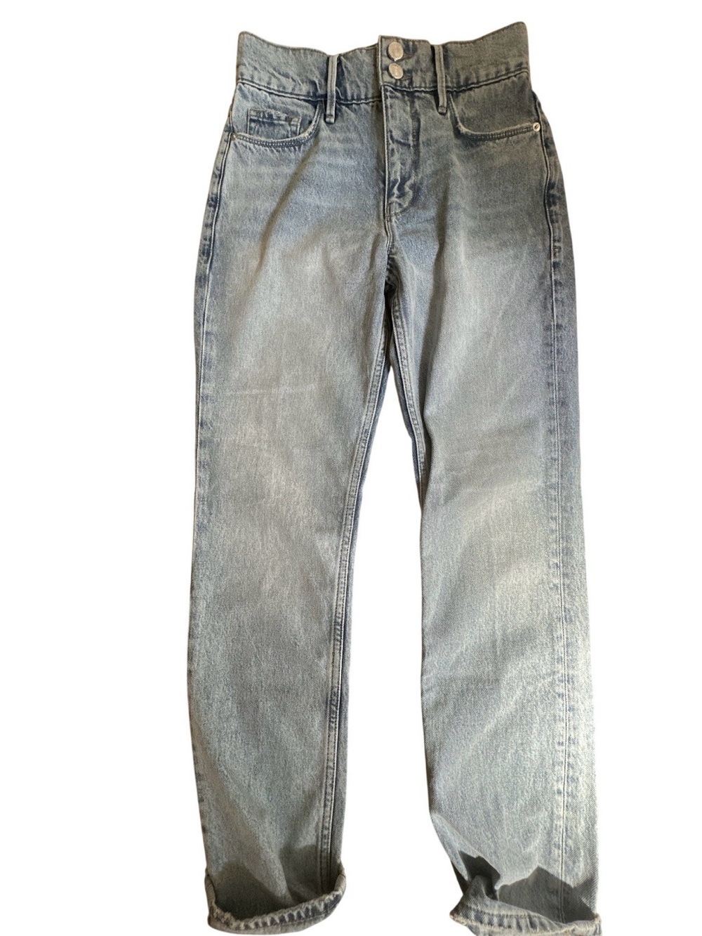 Frame Denim High-Rise Stone Gray Straight Jeans